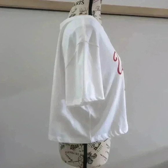 🌴2/$25🌴PROTREND | Women's White/Red Oversized Cropped Whiskey Cowgirls Top - Picture 3 of 4